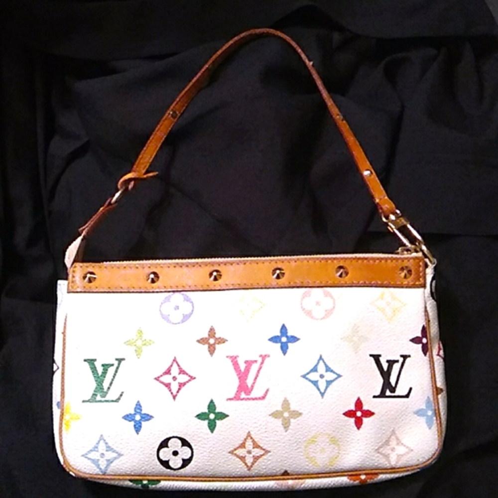 Louis Vuitton White pouchette with multicolored print